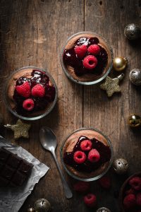 Chocolademousse met frambozen