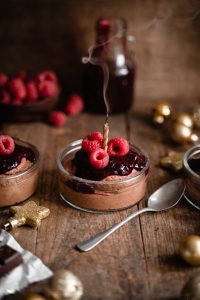 Chocolademousse met frambozen